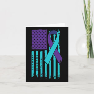 American Flag Ribbon Suicide Awareness Mental Heal Card