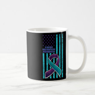 American Flag Ribbon Suicide Mental Health Teal Pu Coffee Mug