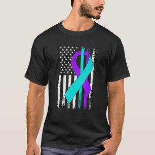 American Flag Ribbon Support Suicide Prevention Aw T-Shirt