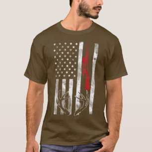 American Flag Rifle Antler Vintage Deer Hunting Hu T-Shirt