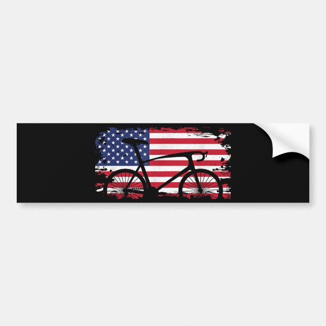 American Flag Road Biking Cycling Apparel - Bicycl Bumper Sticker (Front)