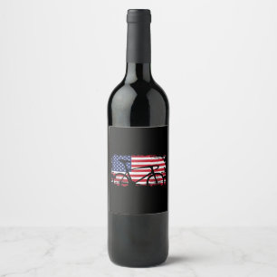 American Flag Road Biking Cycling Apparel - Bicycl Wine Label