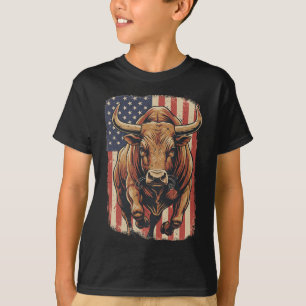 American Flag Rodeo Usa Cowboy Bull Rider Western T-Shirt