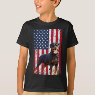 American Flag Rottweiler Dog Lover Funny 4th of Ju T-Shirt