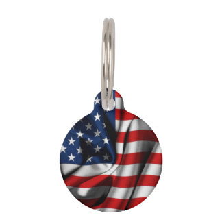 American Flag Round Pet Tag