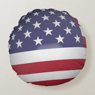 AMERICAN FLAG ROUND PILLOW