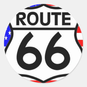 American Flag Route 66 Shield Stars & Stripes Classic Round Sticker