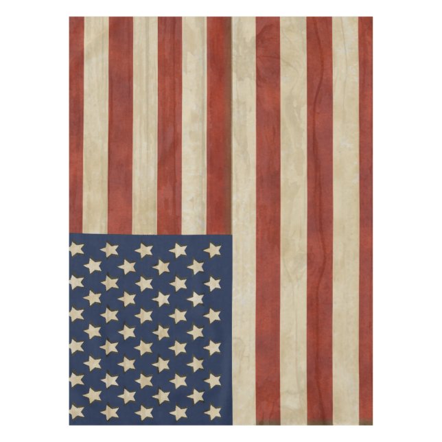 American Flag Rustic Americana 4th of July Tablecloth (Front)