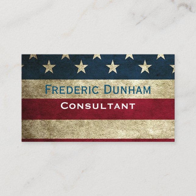 American Flag Rustic Vintage Style Business Cards (Front)