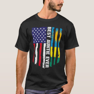American Flag & Rwanda Flag Best Auntie Ever Patri T-Shirt