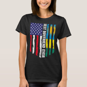 American Flag & Rwanda Flag Best Boyfriend Ever Pa T-Shirt