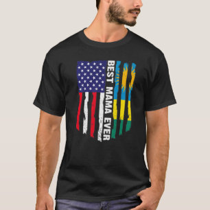 American Flag & Rwanda Flag Best Mama Ever Patriot T-Shirt