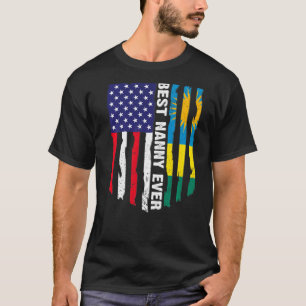 American Flag & Rwanda Flag Best Nanny Ever Patrio T-Shirt