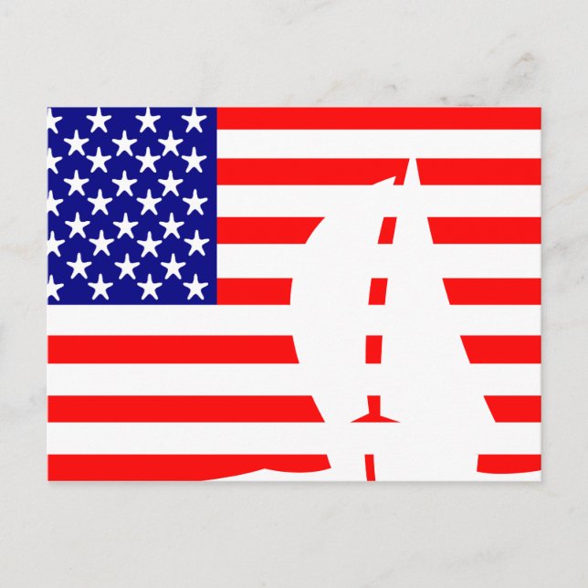 American Flag Sail Boat Nautical Postcard (Front)