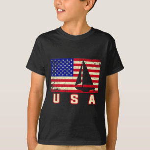 American Flag Sailing Cute Boating Gift For Women  T-Shirt