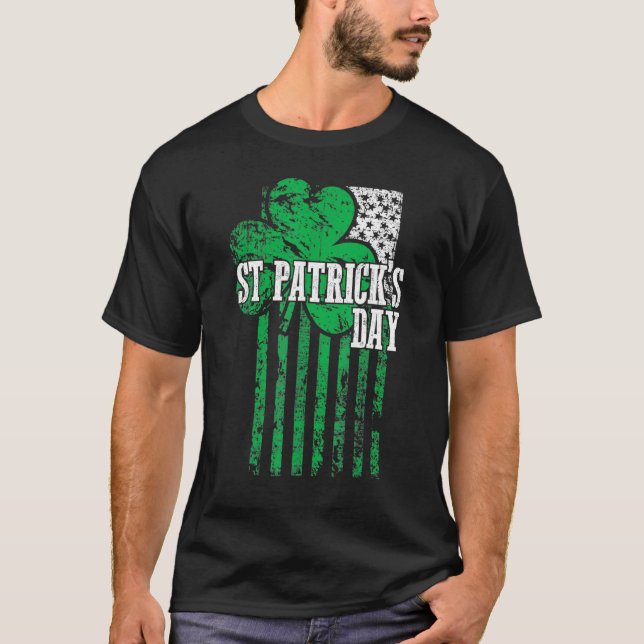American Flag Saint Patricks Day T Shirt For Men A (Front)