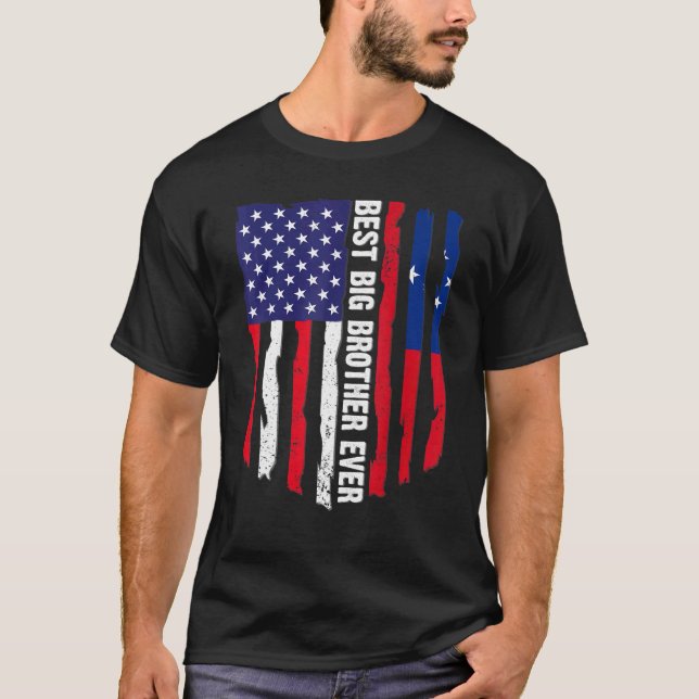 American Flag & Samoa Flag Best Big Brother Ever F T-Shirt (Front)
