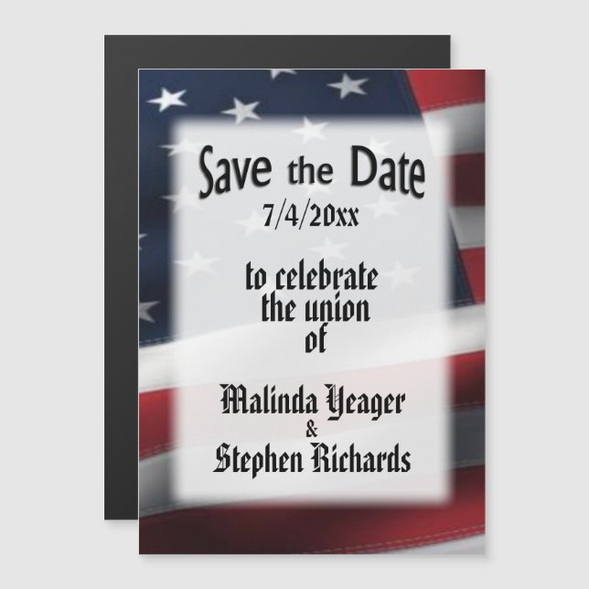American Flag Save the Date Magnetic Invitation (Front/Back)