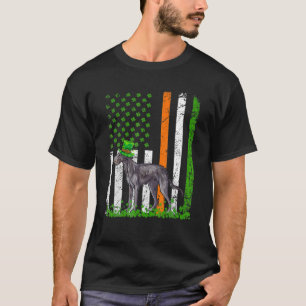 American Flag Scottish Deerhound Dog Lovers St Pat T-Shirt