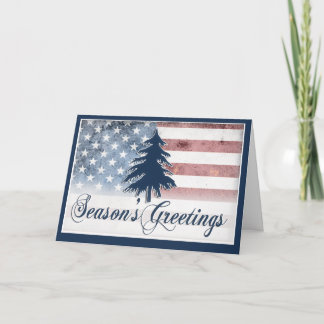 American Flag Season's Greetings Card