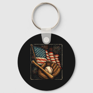 American Flag Sell Player Catcher Pitcher Usa Men Keychain