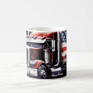 American flag Semi Truck Coffee Mug