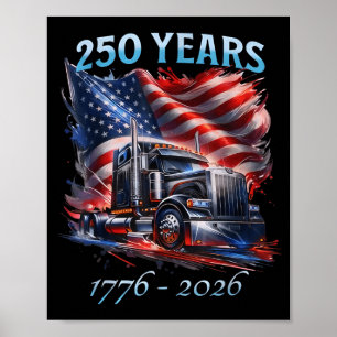 American Flag Semi Truck Patriotic Trucker Poster