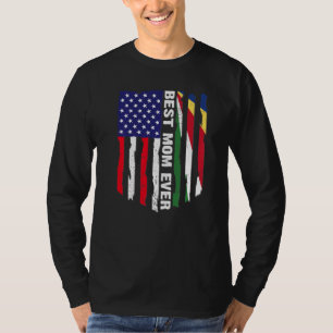 American Flag & Seychelles Flag Best Mom Ever Fami T-Shirt