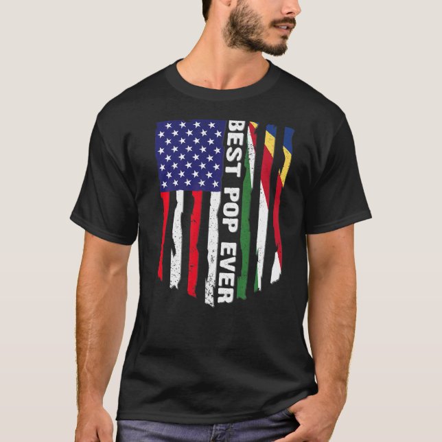 American Flag & Seychelles Flag Best Pop Ever Fami T-Shirt (Front)