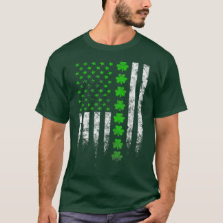 American Flag Shamrock Clover Happy St Patricks Da T-Shirt