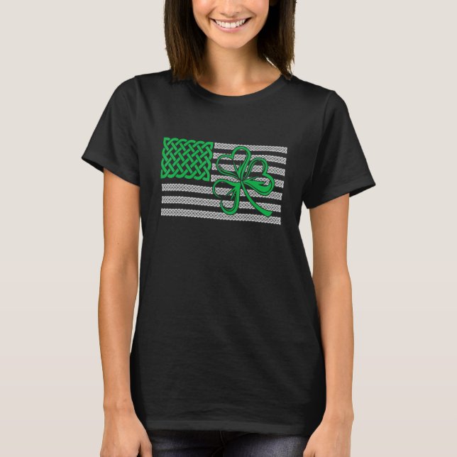 American Flag Shamrock Clovers St Patricks Day Men T-Shirt (Front)