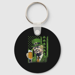 American Flag Shamrocks Irish Trump St Patricks Da Keychain