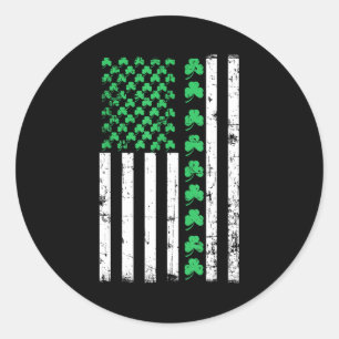 American Flag Shamrocks St Patricks Day Vintage Ir Classic Round Sticker
