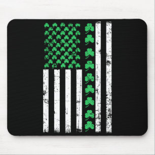 American Flag Shamrocks St Patricks Day Vintage Ir Mouse Pad