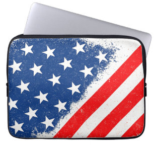 American Flag Shirt USA Patriotic Star Stripes Laptop Sleeve