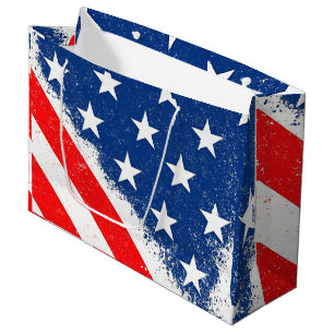 American Flag Shirt USA Patriotic Star Stripes Large Gift Bag