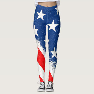 American Flag Shirt USA Patriotic Star Stripes Leggings