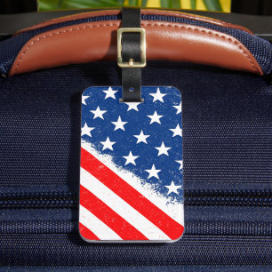 American Flag Shirt USA Patriotic Star Stripes Luggage Tag