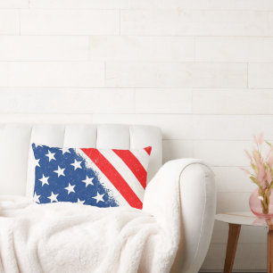 American Flag Shirt USA Patriotic Star Stripes Lumbar Pillow