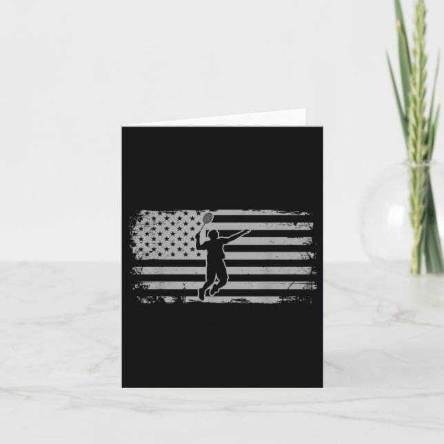 American Flag Shuttle Badminton  Card (Front)