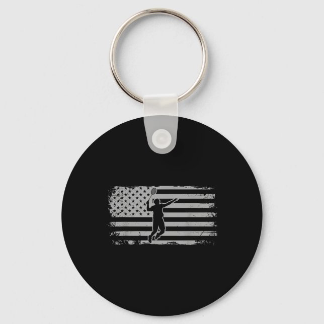 American Flag Shuttle Badminton  Keychain (Front)