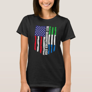 American Flag Sierra Leone Flag Best Grandmother E T-Shirt