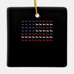 American Flag Silhouette Dachshund 4th Of July Ceramic Ornament