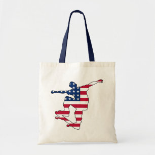 American flag skateboarder tote