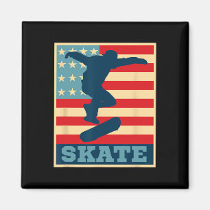 American Flag Skateboarding T Shirt Skater Tee Ska Magnet