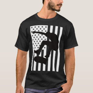 American Flag Skateboarding Usa Flag Skateboarder T-Shirt