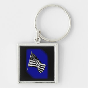 American Flag Sketch Blue Key Chain