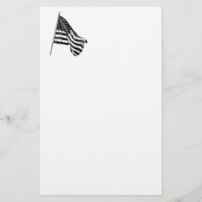 American Flag Sketch Stationery (Front)