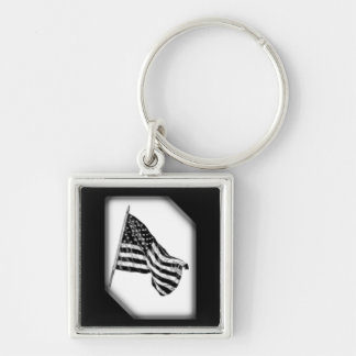 American Flag Sketch White Key Chain