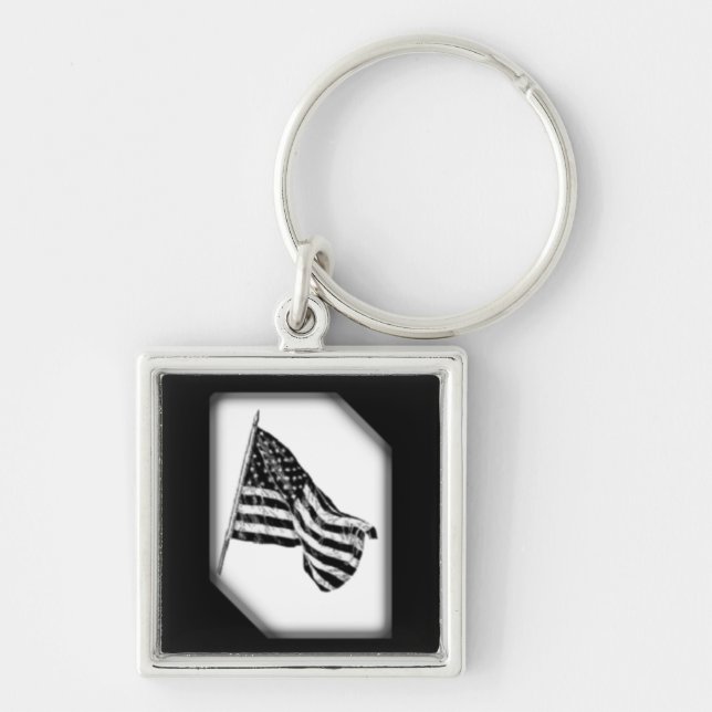 American Flag Sketch White Key Chain (Front)